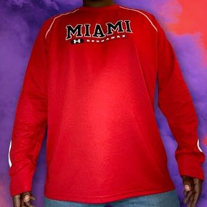 Mens Under Armour Heat Gear Miami University RedHawks Loose Fit T Shirt Size 2XL